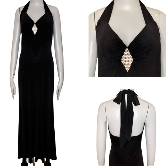 Gunne Sax Dresses & Skirts - Vintage GUNNE SAX JESSICA MCCLINTOCK Maxi Dress Halter Jersey Black Formal